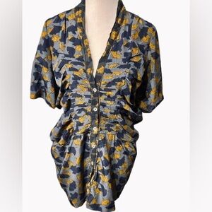 Birds Cotton Wool Polyester Cotelac Tunic Top Shirt Blouse  Medium 2 Boho Animal